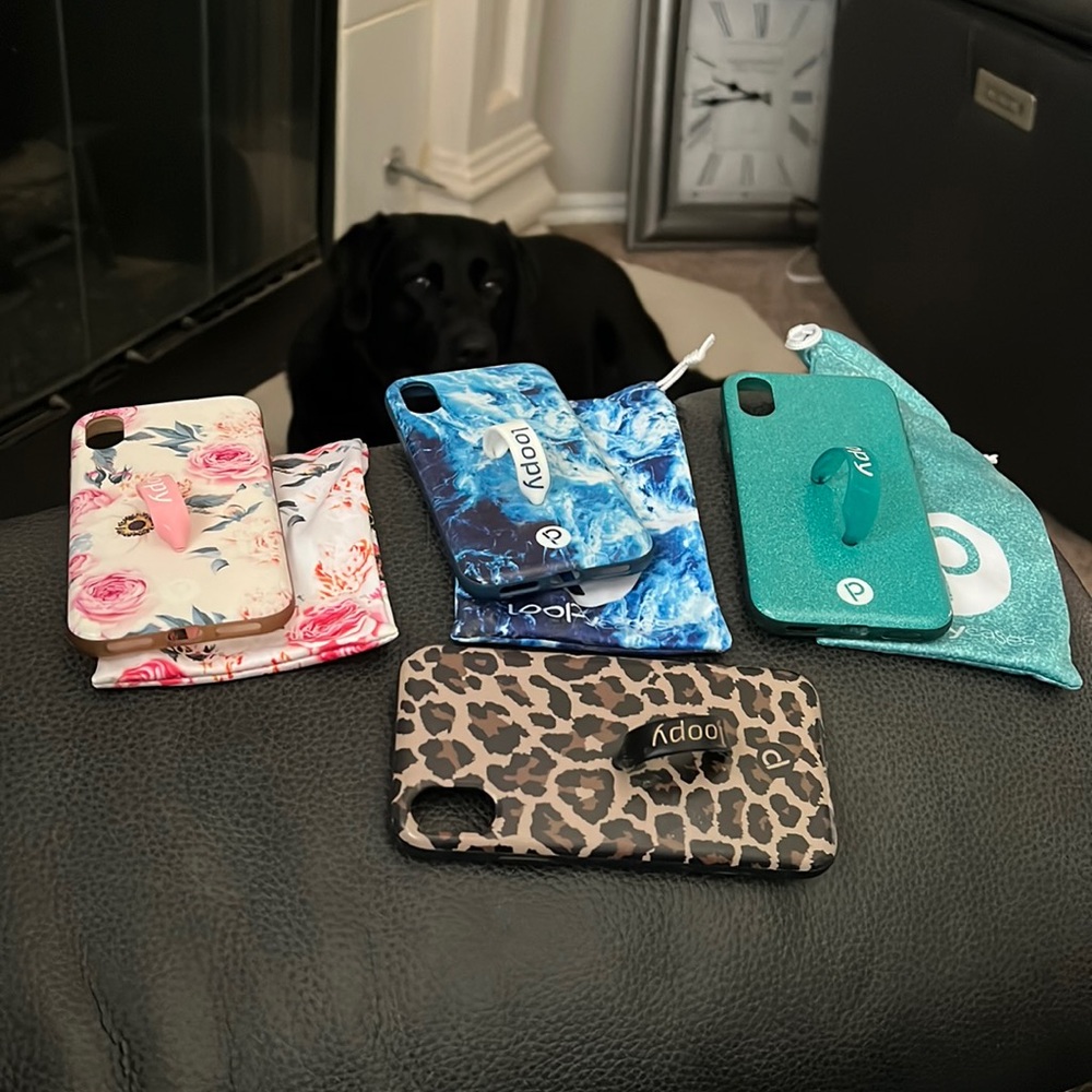 iPhone X, iPhone 10 Loopy, set of 4 cases and 3 loopy bags for storage.